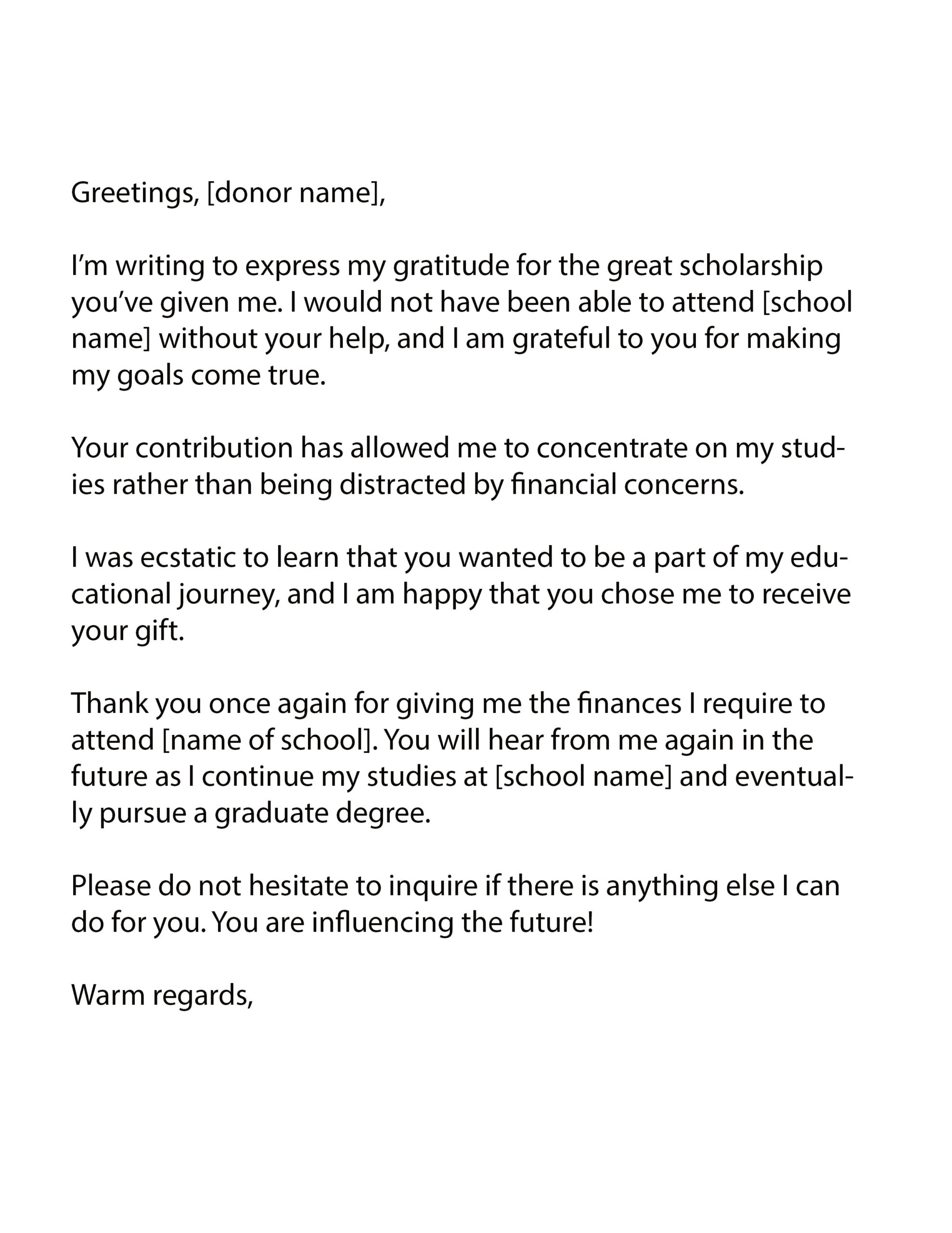 Thank You Letter For Scholarship Donor Sample 